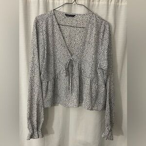 Long sleeve tie front top